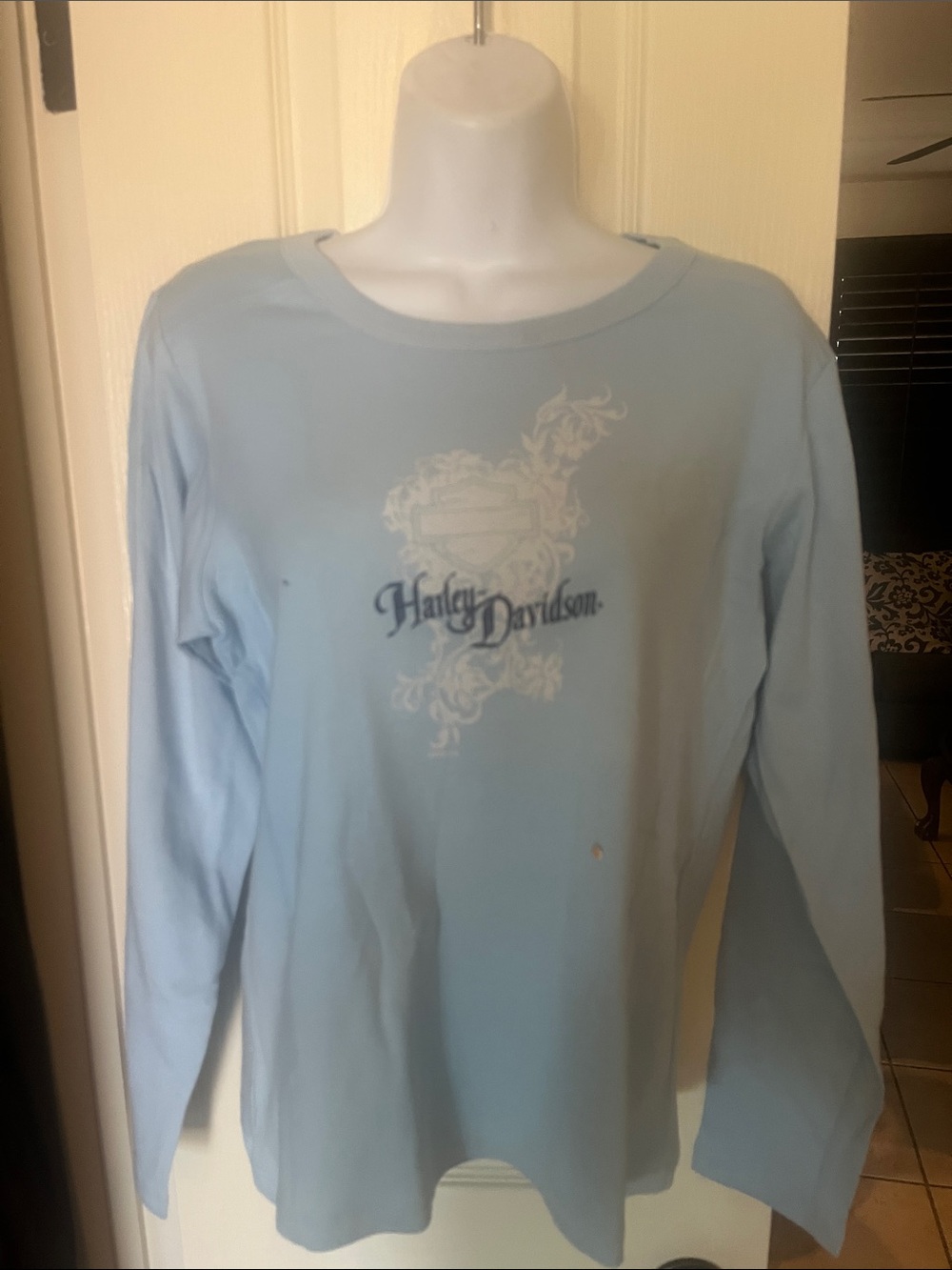 NET- Harley-Davidson Light Blue Long Sleeve Shirt with Center Crest